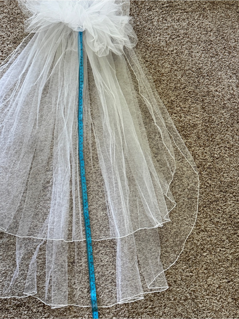 Vintage 80s 90s Bridal Veil Pearl Floral Halo Headpiece Two Tier Wedding 34.5” - Picture 9 of 14